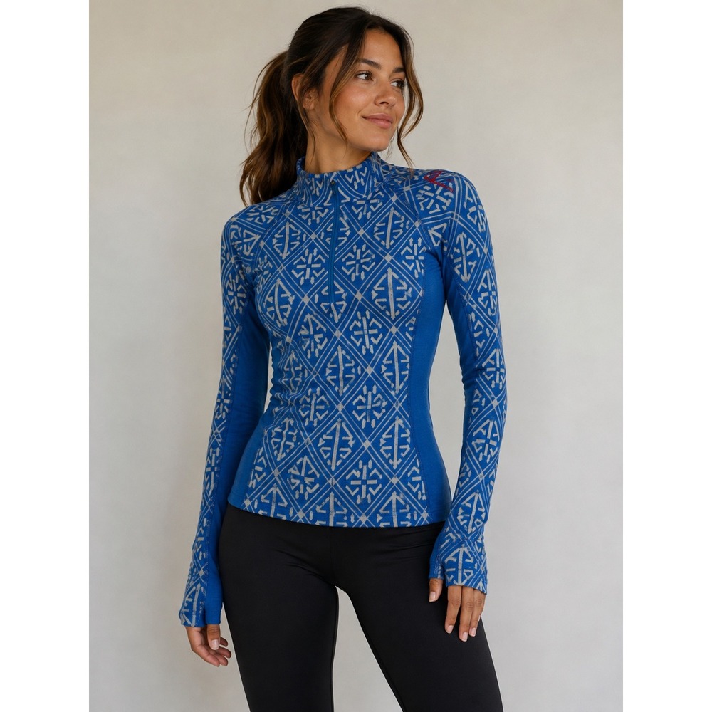 Devold Signature Women's Small 100% Merino Wool Half Zip Baselayer Blue NWT